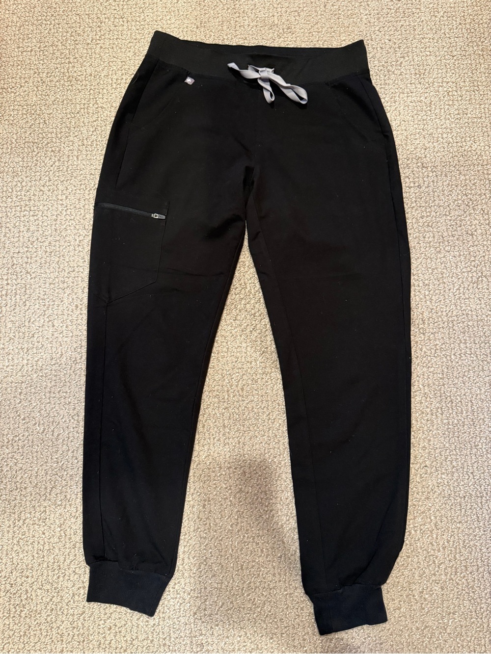 Figs Black Jogger Pants with Gray Drawstring